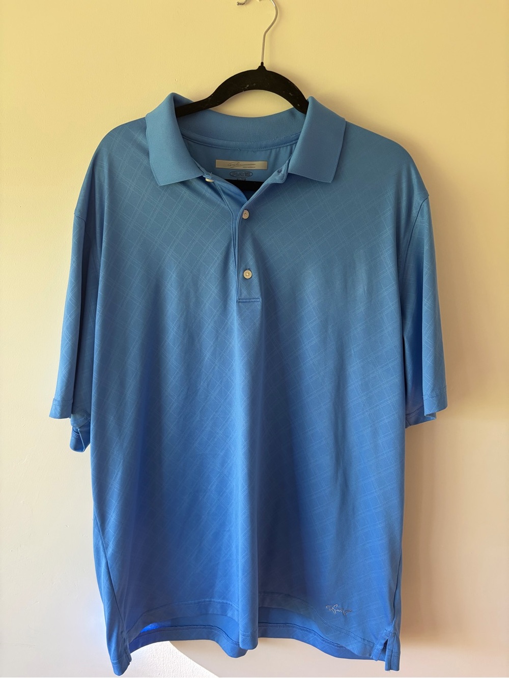 Greg Norman Play Dry Blue Diamond Texture Polo Shirt - XL
